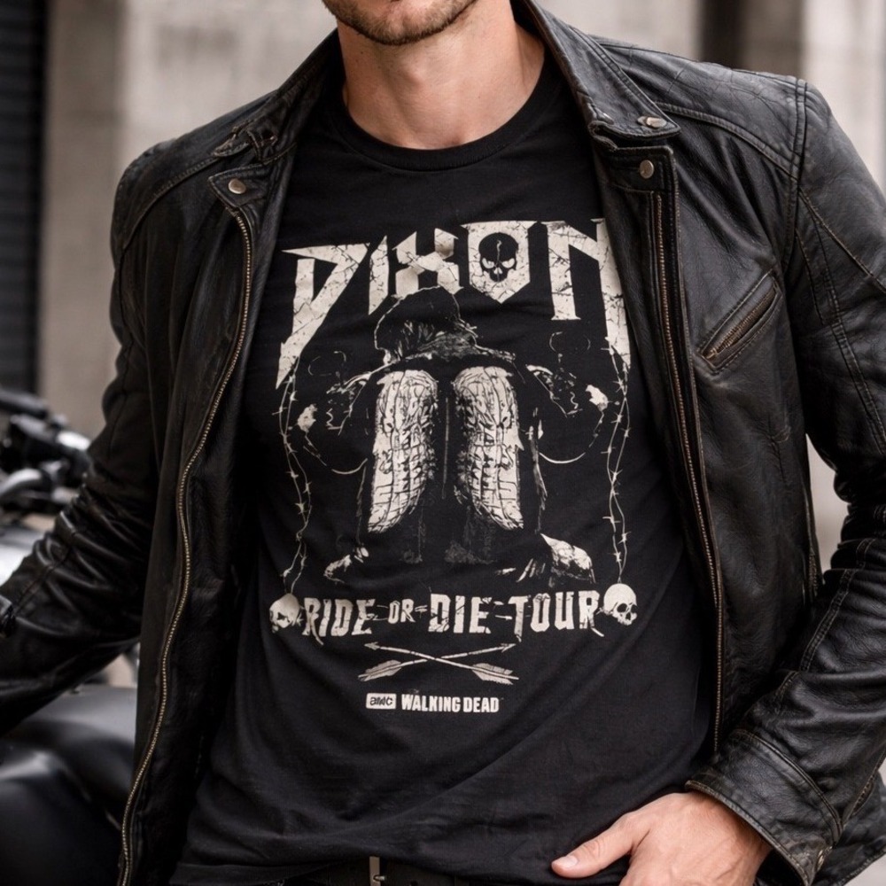 The Walking Dead Daryl Dixon Ride or Die Tour Graphic Tee Black Mens 2XL AMC